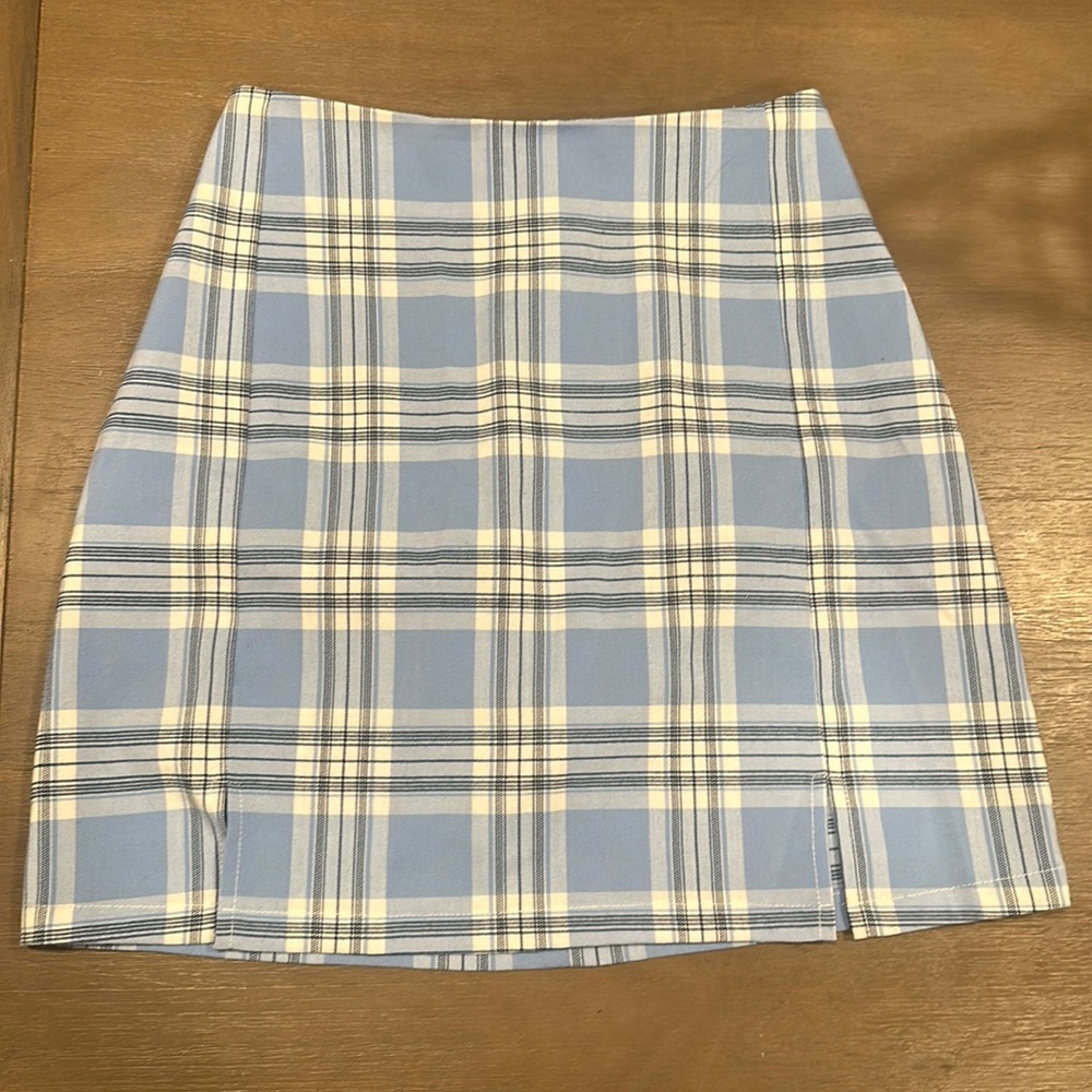 Brandy Melville Blue Plaid Skirt